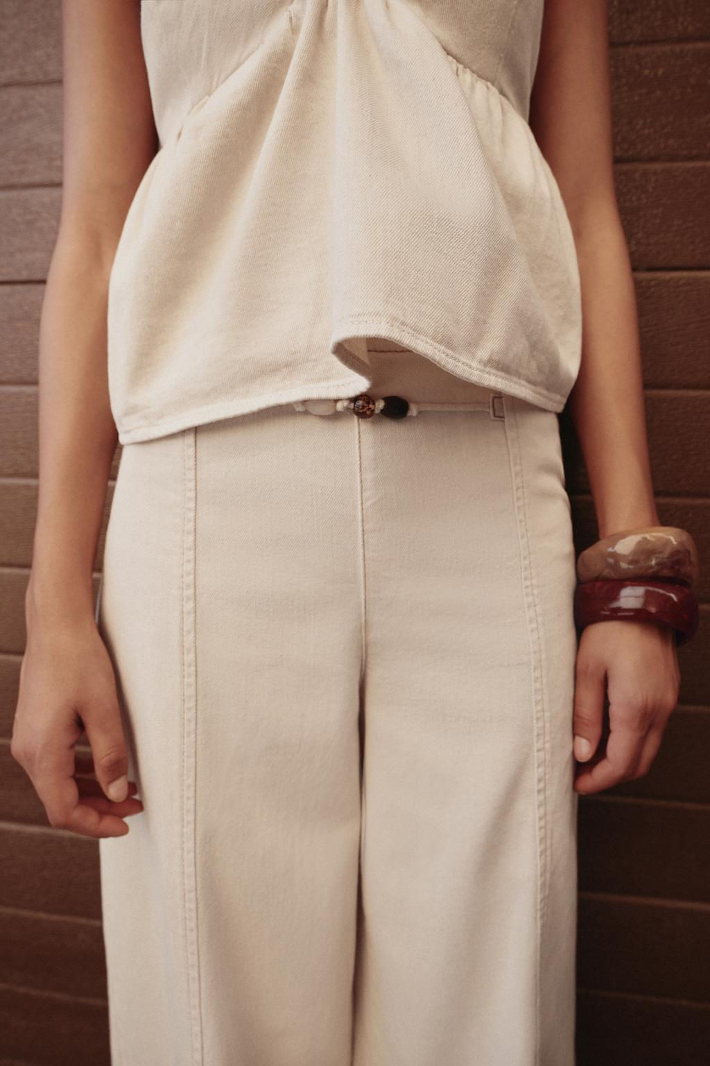Z1975 WIDE-LEG HIGH-WAIST BEADED JEANS - Zara фото 5