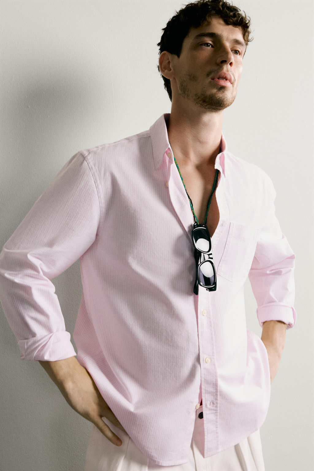 CAMISA REGULAR FIT ESTRUCTURA OXFORD / Rosa / Blanco - Zara фото 5