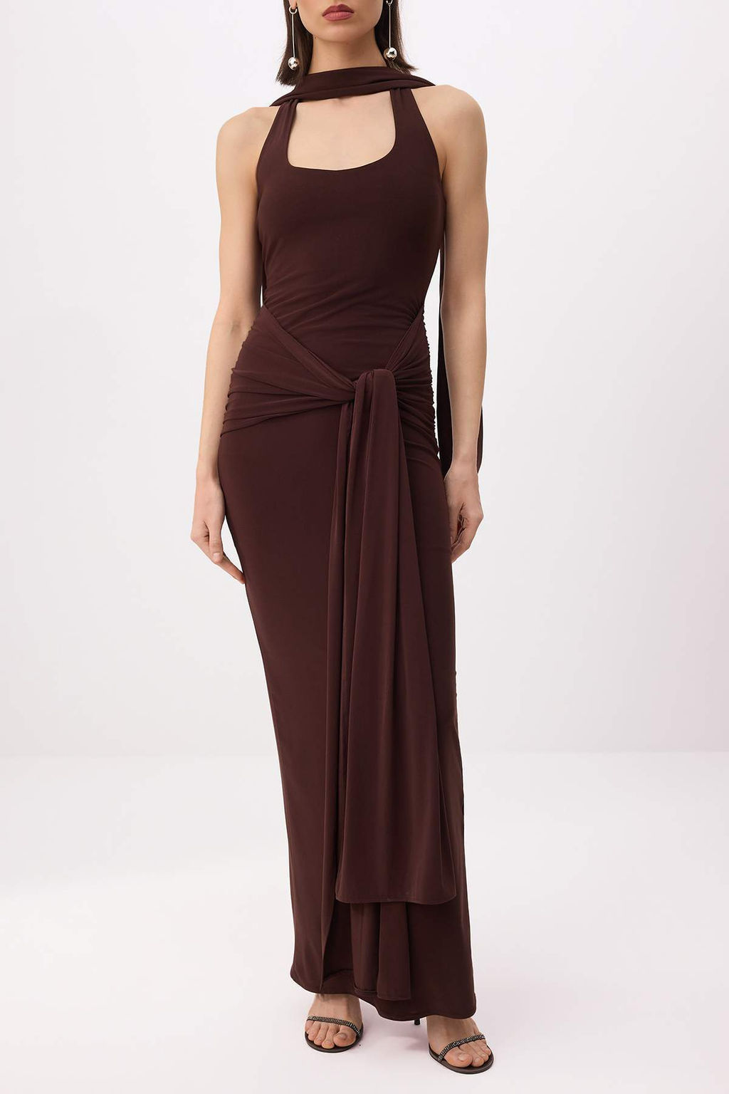 Kahverengi Duz Baglama Detayl? Orme Sandy Maxi Abiye & Mezuniyet Elbisesi - Trendyolmilla фото 3