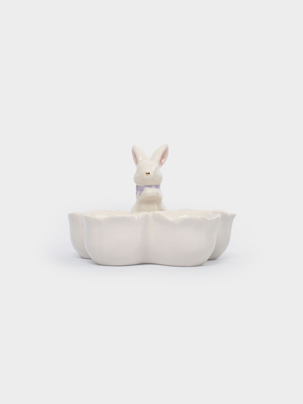 Блюдо пасхальное, 12х9 см, 5 отд, керамика, молочно-золотистое, Кролик в цветах, White Rabbit - Anna lafarg фото 4