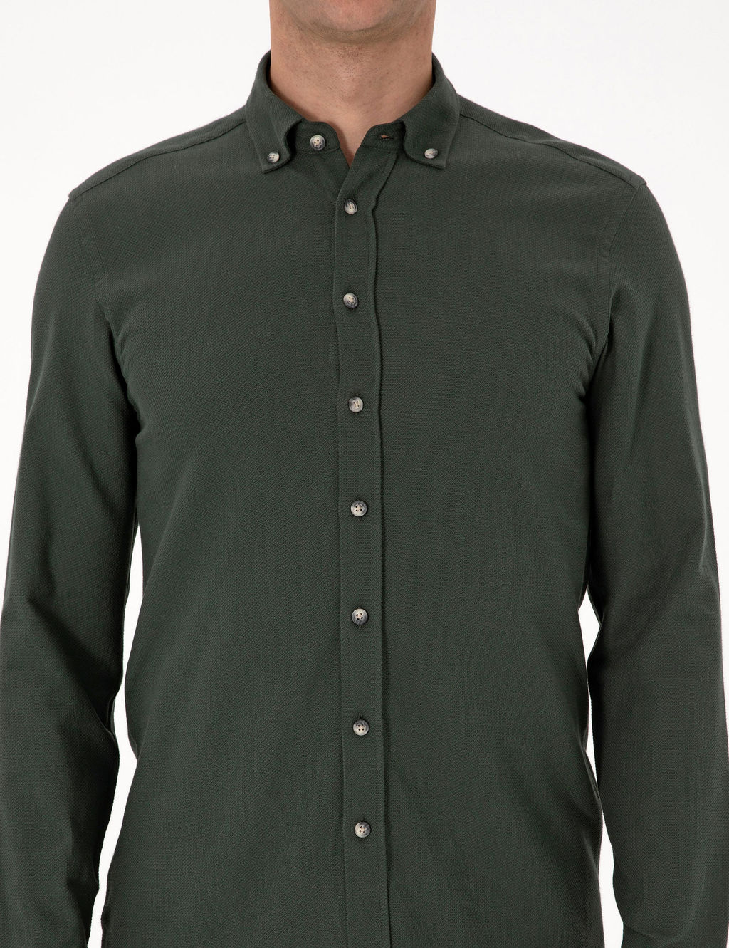 Koyu Haki Slim Fit Uzun Kollu G_mlek - Pierre cardin фото 6