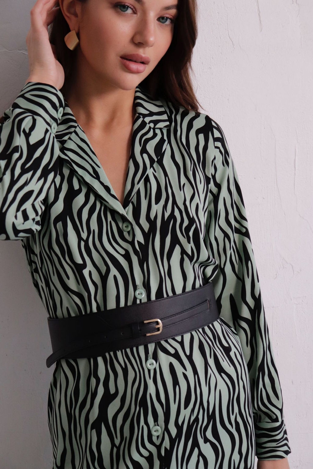 Платье-рубашка с английским воротником принт - Martichelli фото 248