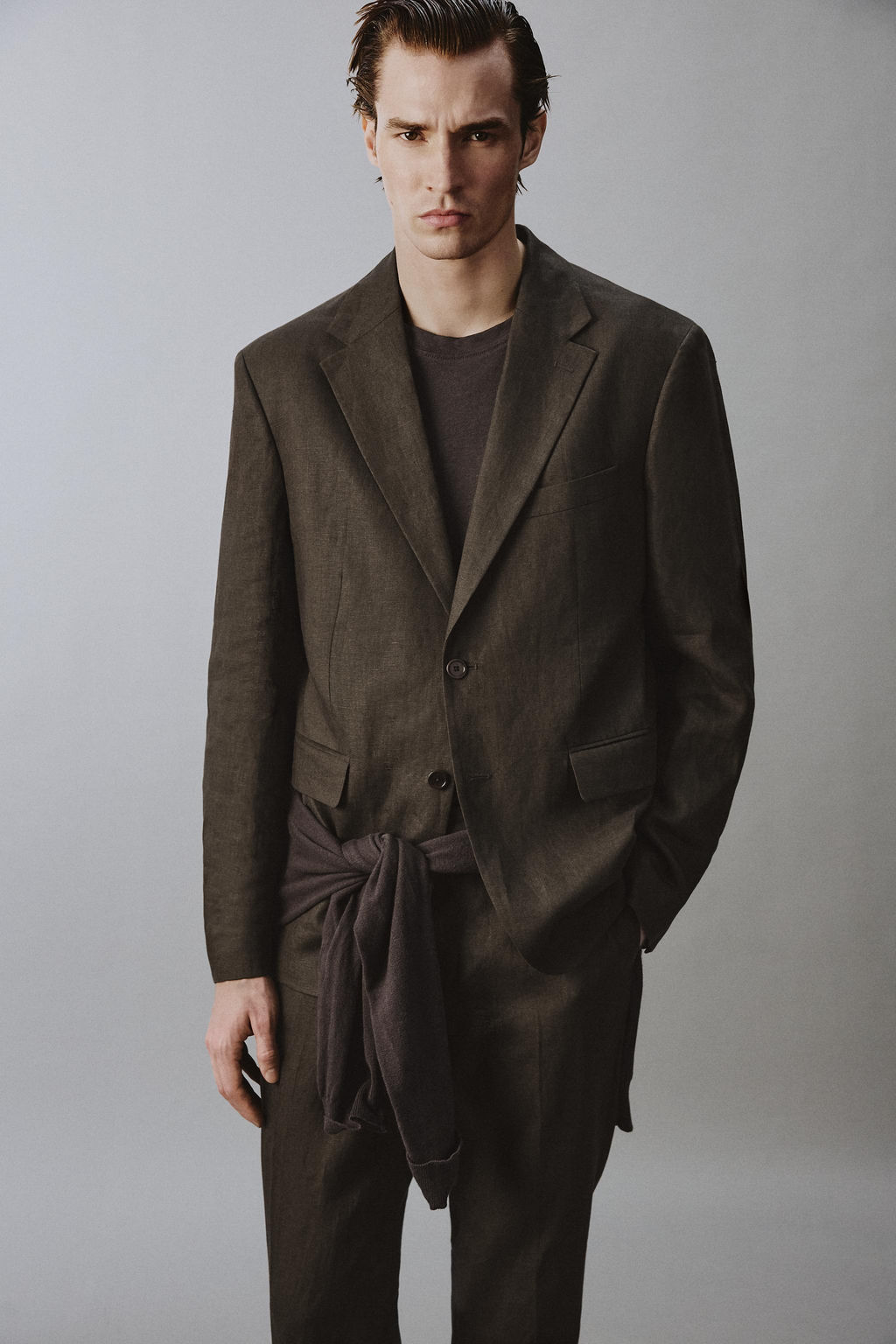 BLAZER TRAJE 100% LINO / Marr?n oscuro - Zara фото 7