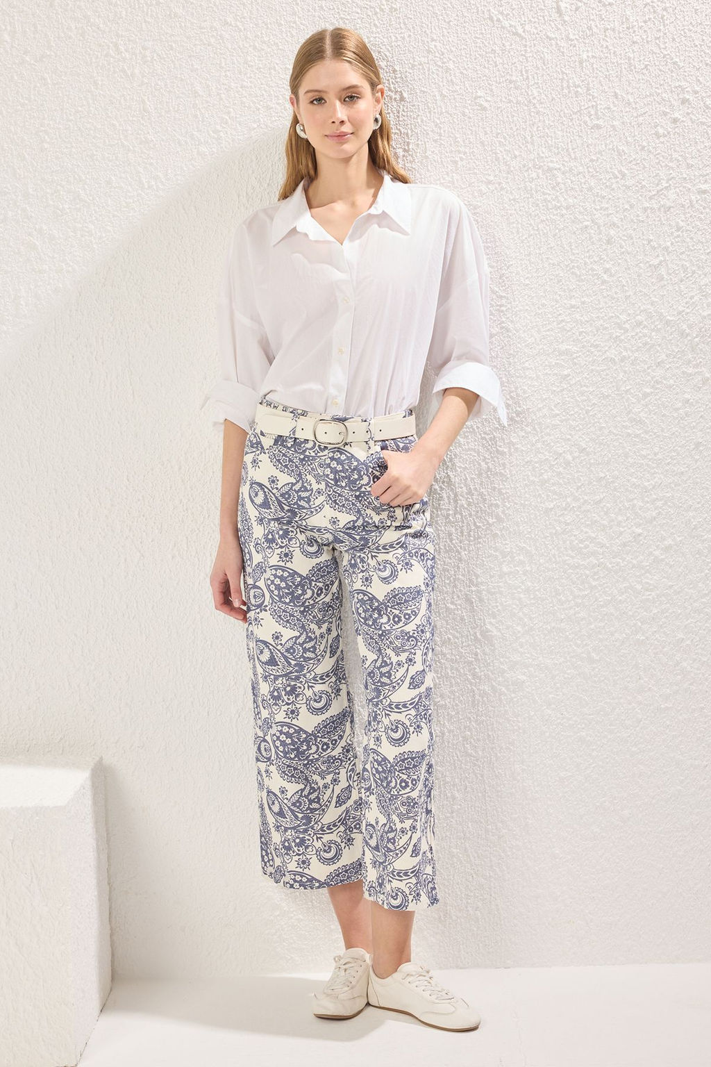 Cok Renkli Etnik Desenli Normal Bel Culotte Jeans TWOSS25JE00247 - Trendyolmilla фото 3