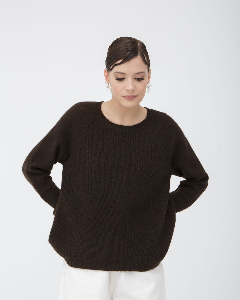 Джемпер из пуха яка 3004 темно-коричневый