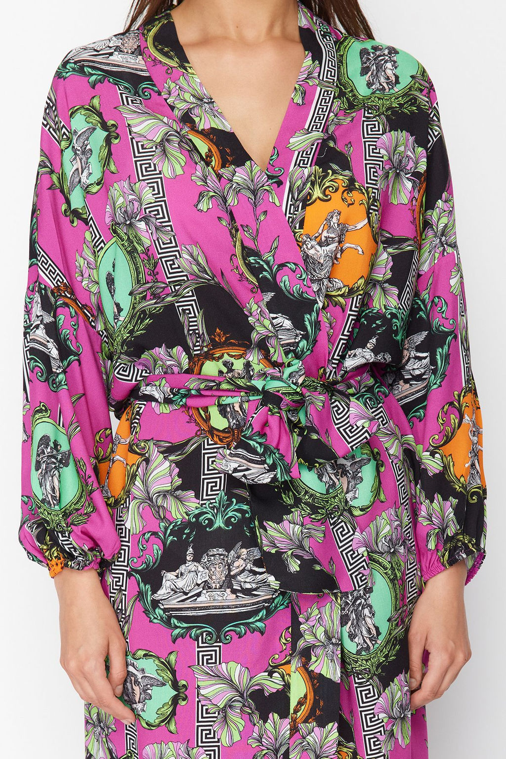 Tropikal Desenli Kusakl? Maxi Dokuma %100 Pamuklu Plaj Kimono&Kaftan TBESS23KM00057 - Trendyolmilla фото 15