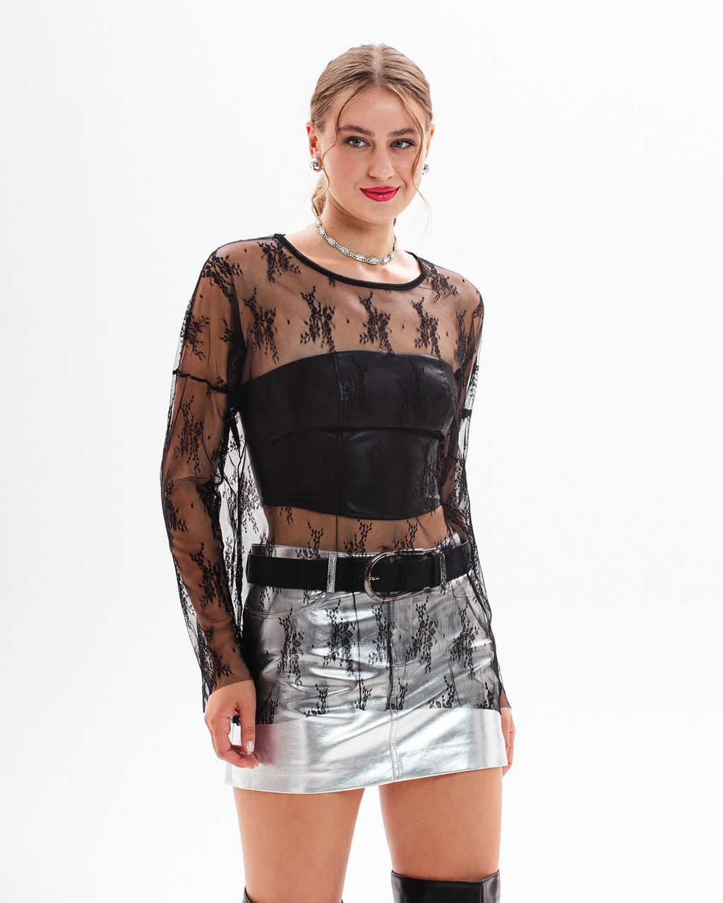 Лонгслив прозрачный из сетки с узором - Sahar art lab фото 5