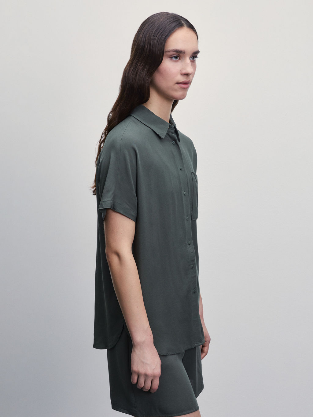 Рубашка с коротким рукавом из вискозы / Zarina  фото 4