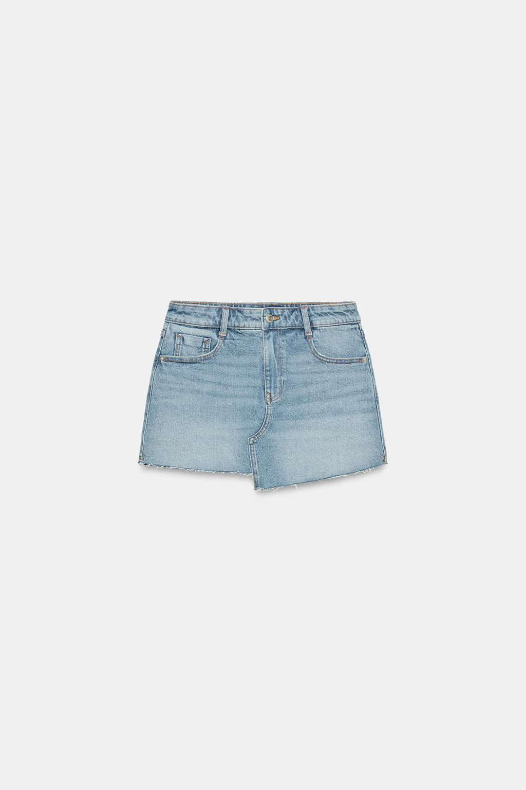 FALDA PANTAL?N Z1975 DENIM BAJO SIN COSTURAS / Azul medio - Zara фото 6