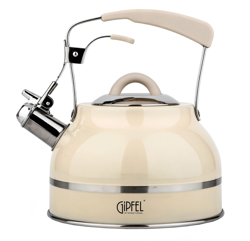 50961 GIPFEL Чайник для кипячения воды CRETE 2,5 л со свистком, с индукционным капсульным дном. Материал: нерж. сталь 18/10. Толщина: 0,5мм/ Цвет: бежевый фото 2