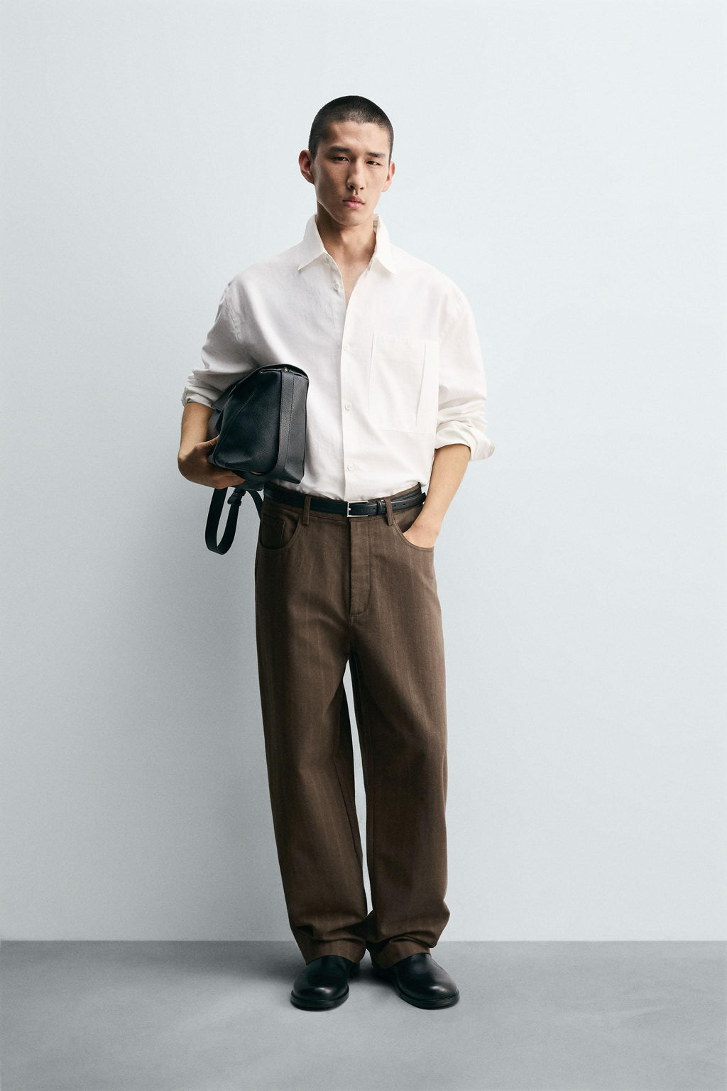 BALLOON FIT STRIPED JACQUARD TROUSERS