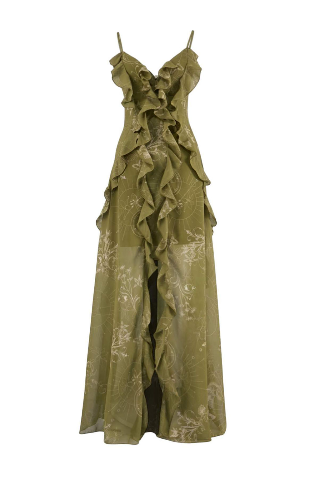 TRENDYOLMILLA Limited Edition Haki A-Kesim Volanl? Dokuma S?k Abiye Elbise TPRSS24AE00050  фото 8