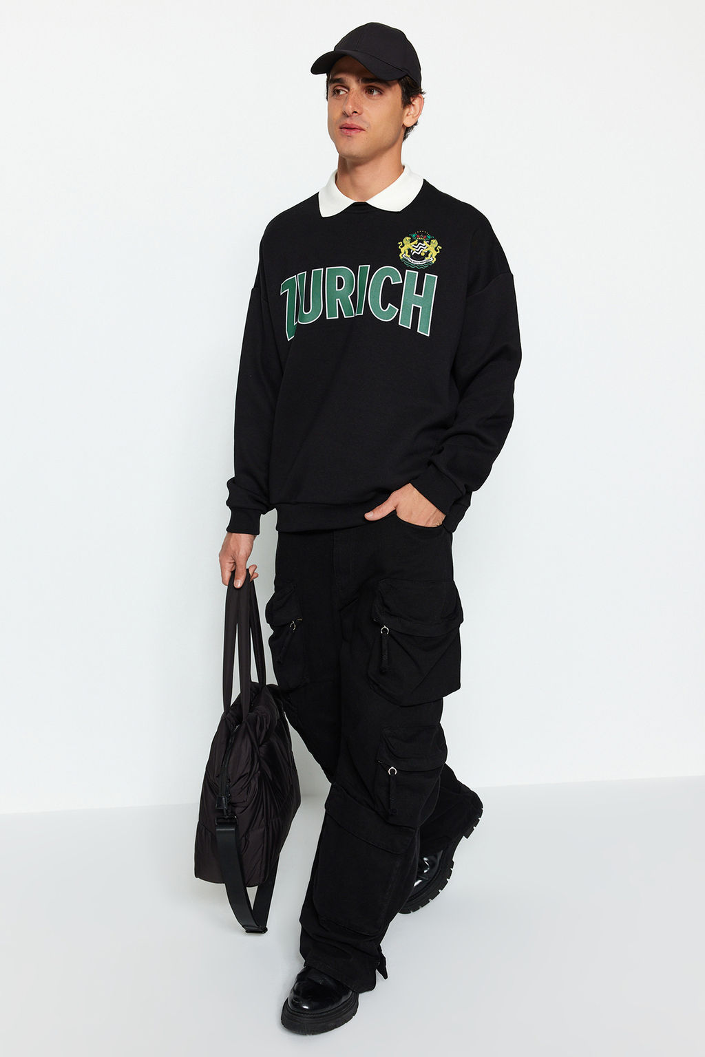 TRENDYOL MAN Premium Indigo Oversize/Genis Kesim Gomlek Ici Polarl? Sweatshirt TMNAW24SW00187 - Trendyolmilla фото 18