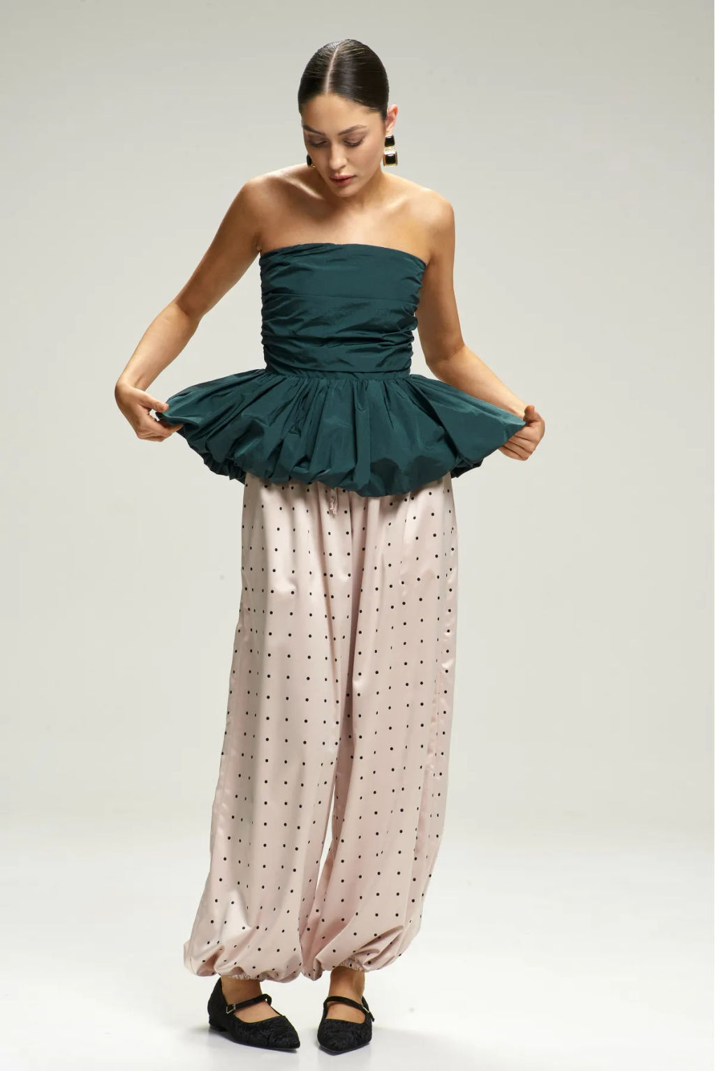 Топ-корсет с баской Pine Green