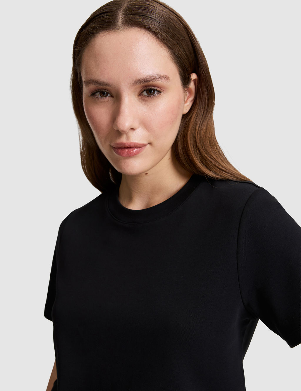 Siyah Regular Fit Bisiklet Yaka Basic Ti__rt
