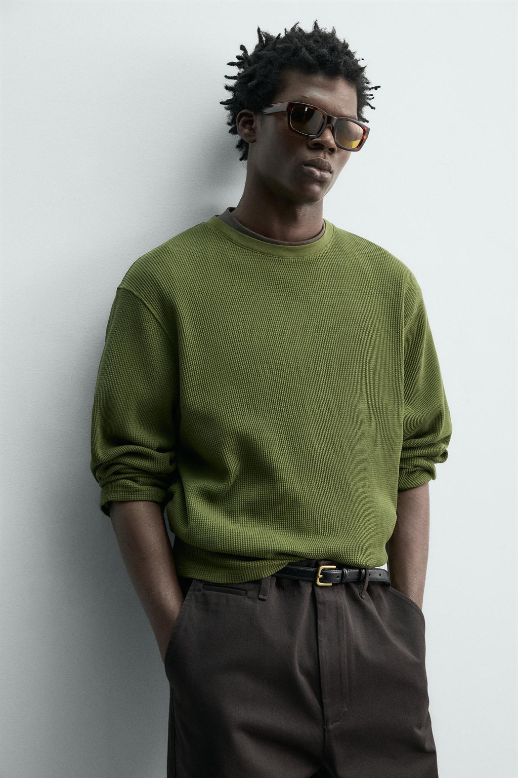 CAMISETA ESTRUCTURA WAFFLE / Khaki - Zara фото 7