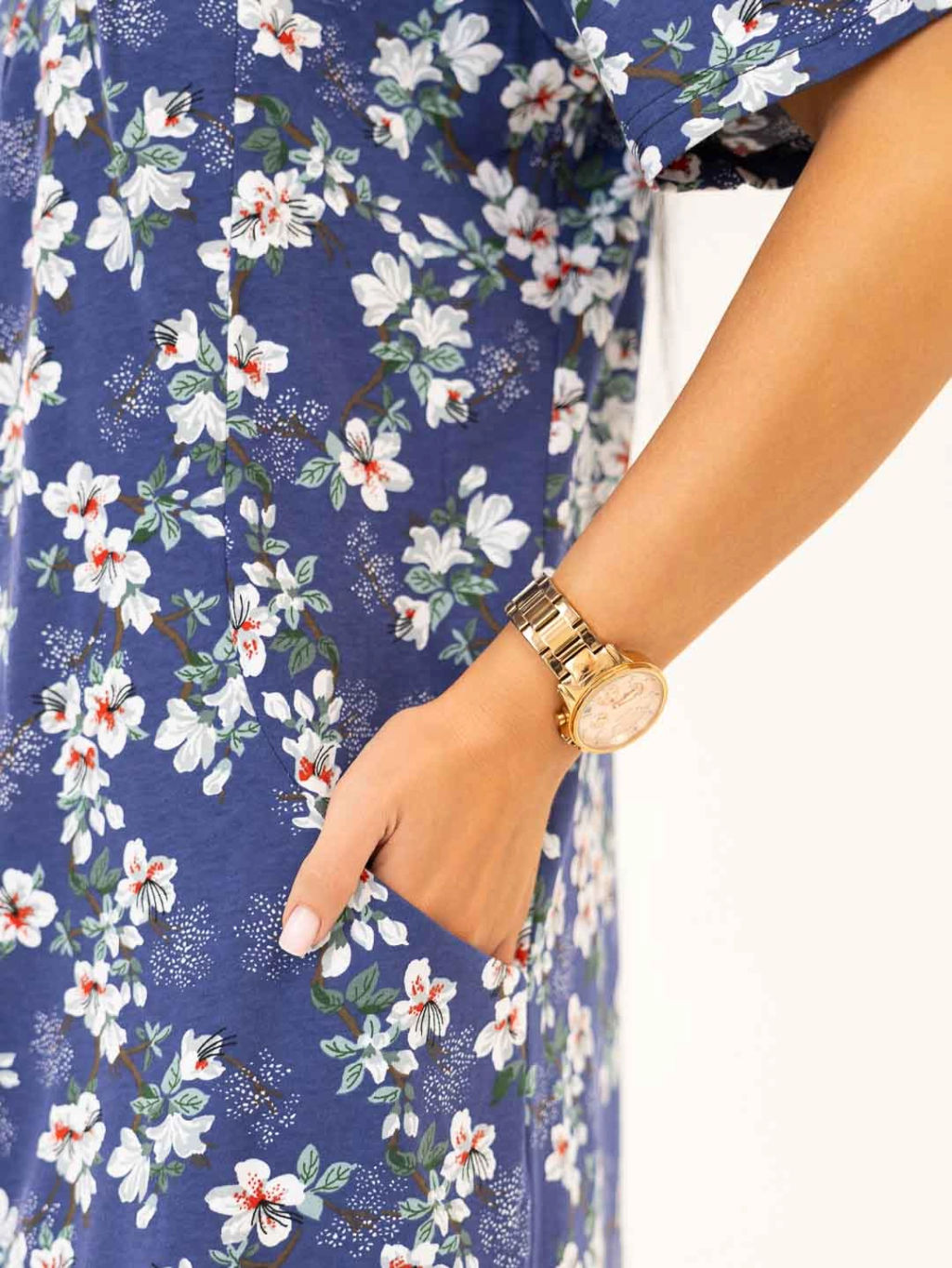 Халат женский, цвет Индиго белый