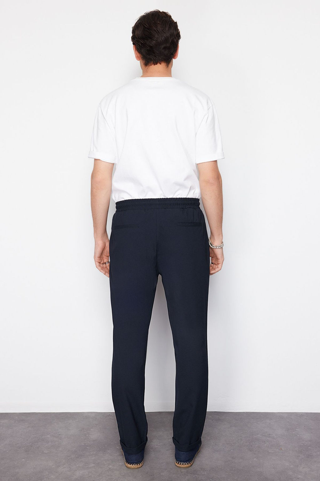 TRENDYOL MAN Siyah More Sustainable Beli Lastikli Slim Fit Duble Paca Kumas Pantolon TMNAW21PL0107 - Trendyolmilla фото 15