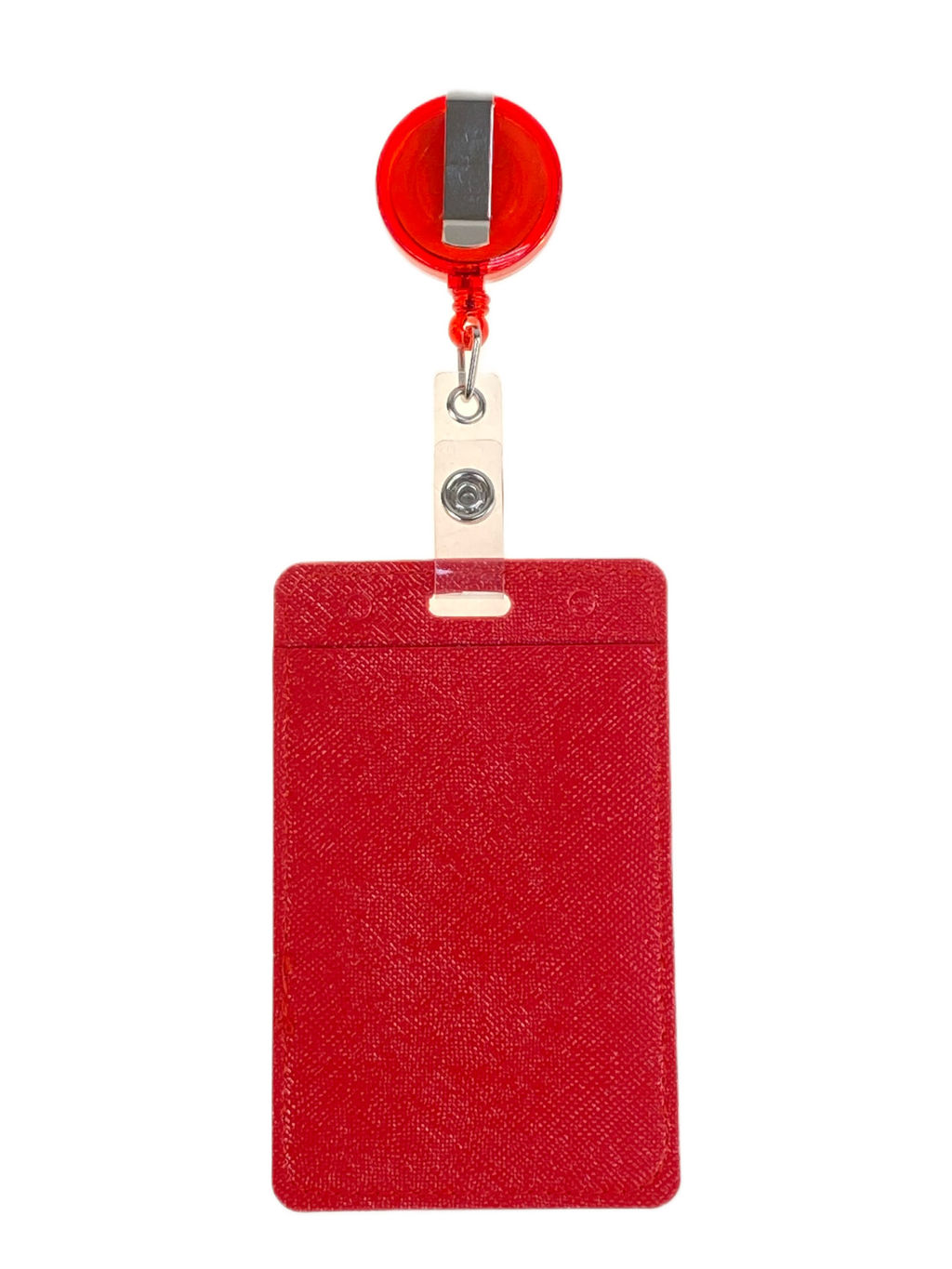 Бейдж с лентой на рулетке вертикальный, цвет красный - Greta фото 2