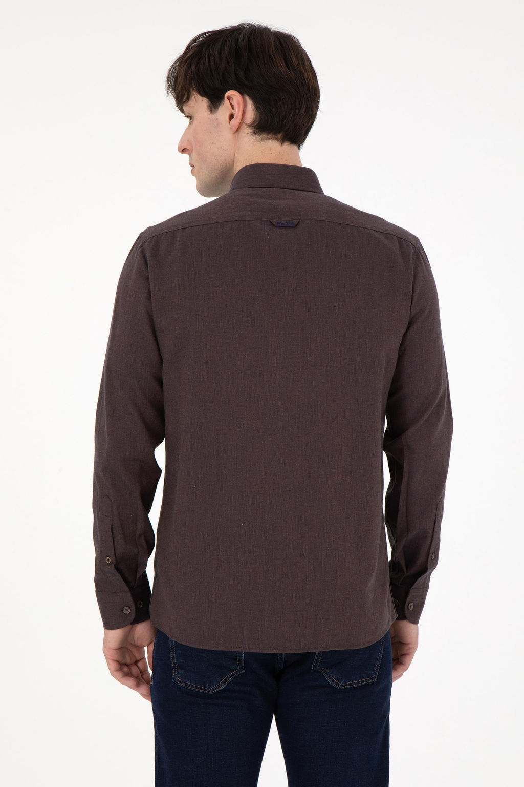 Мужская коричневая базовая рубашка с длинным рукавом Неожиданная скидка в корзине - U.s. polo assn фото 5