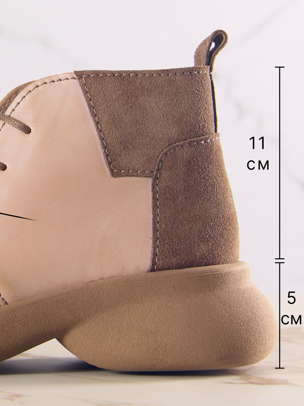 Ботинки 305.927ka.Вакса пудра+серо коричневая замша/шерсть