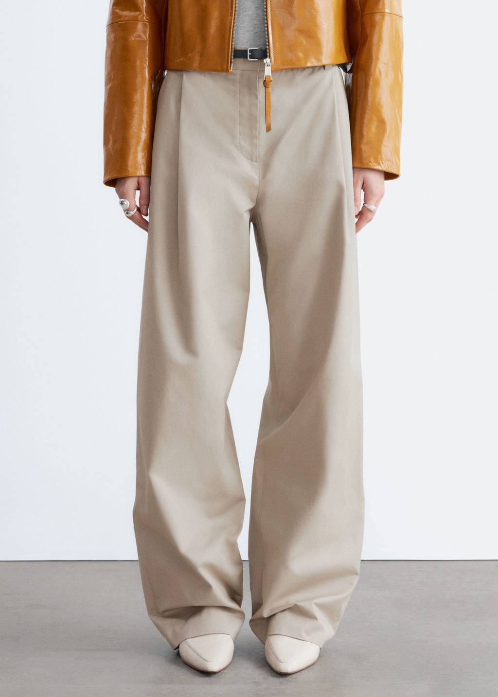 Pantalones de algod?n plisados - H&m фото 7