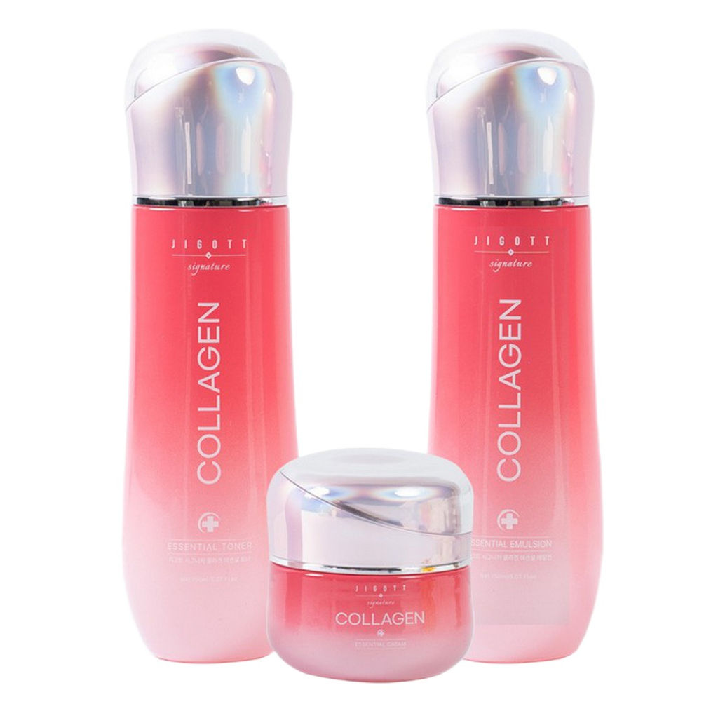 Jigott Набор увлажняющих средств для лица: тонер, эмульсия, крем / Signature Collagen Essential Skin Care 3 Set