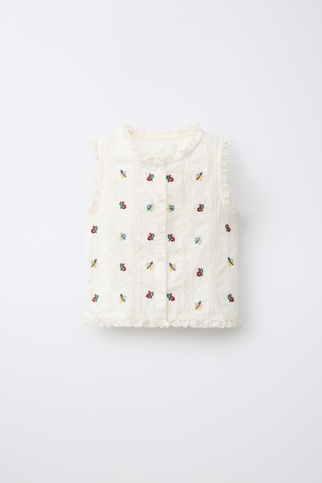 BLUSA BORDADOS PUNTILLA / Crudo - Zara фото 3