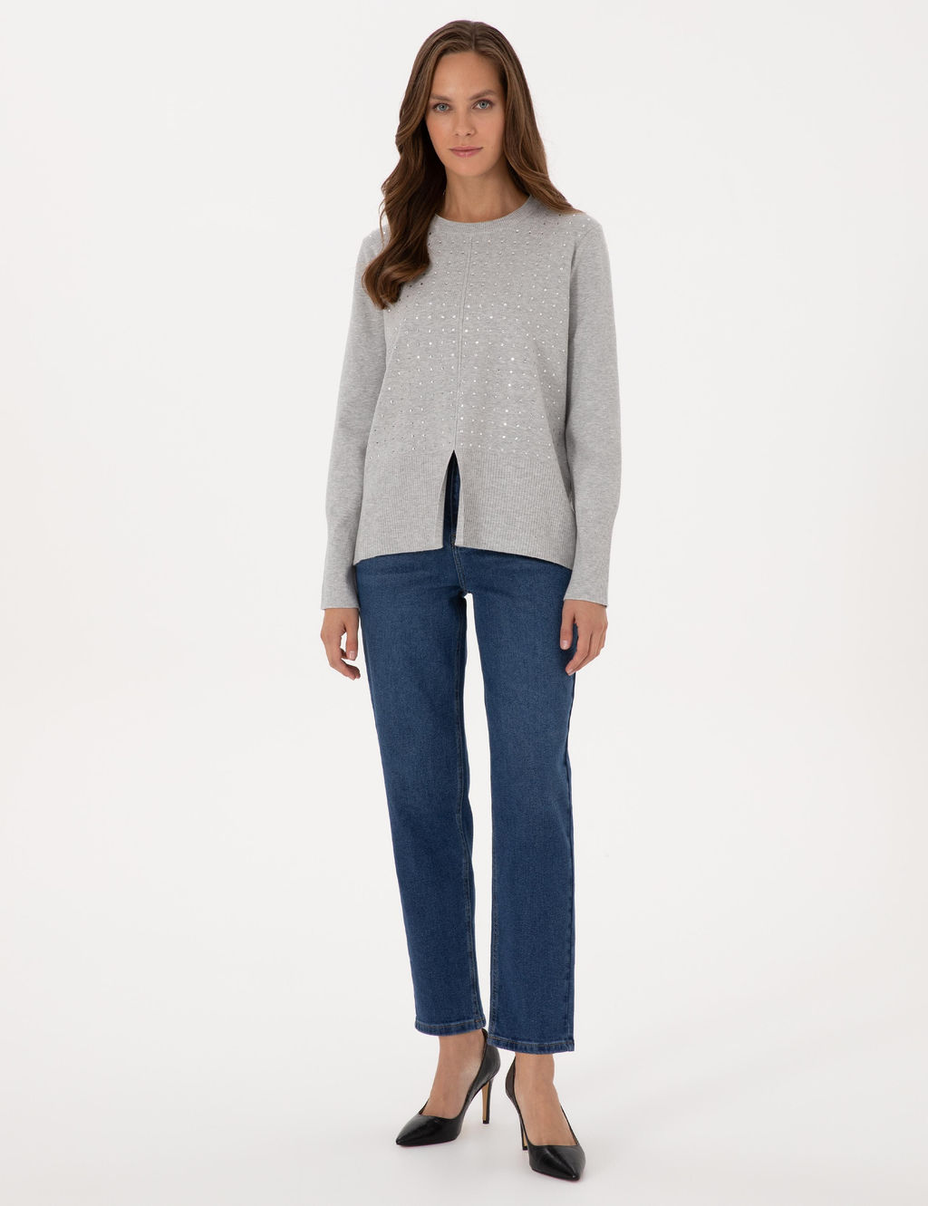Gri Melanj Regular Fit Kazak - Pierre cardin фото 4