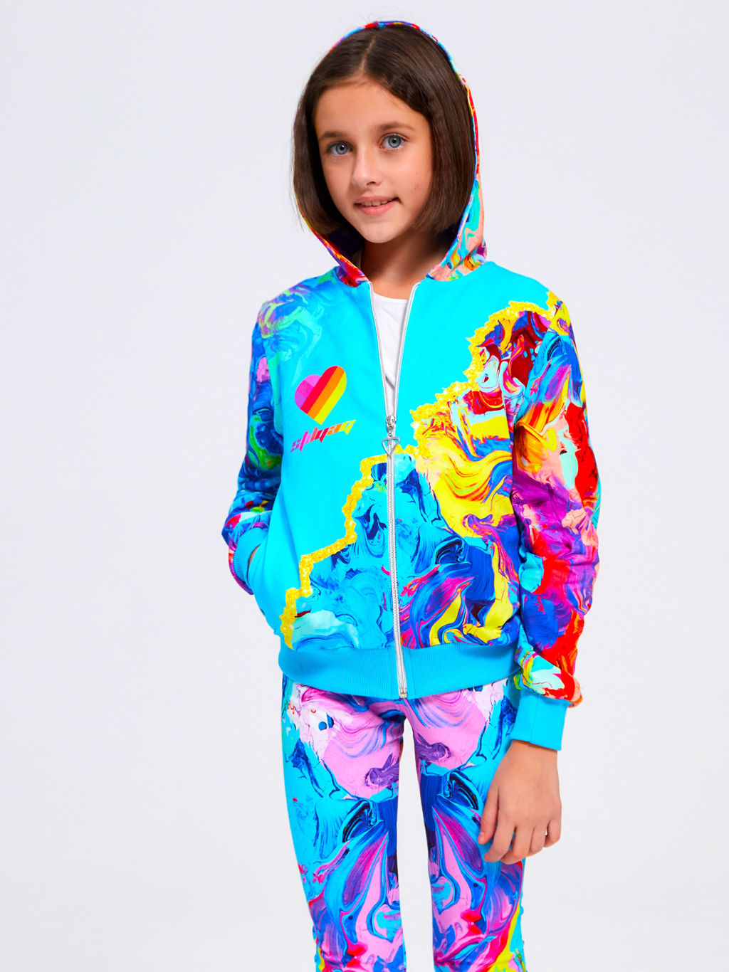 Толстовка "Краски",бирюзовый