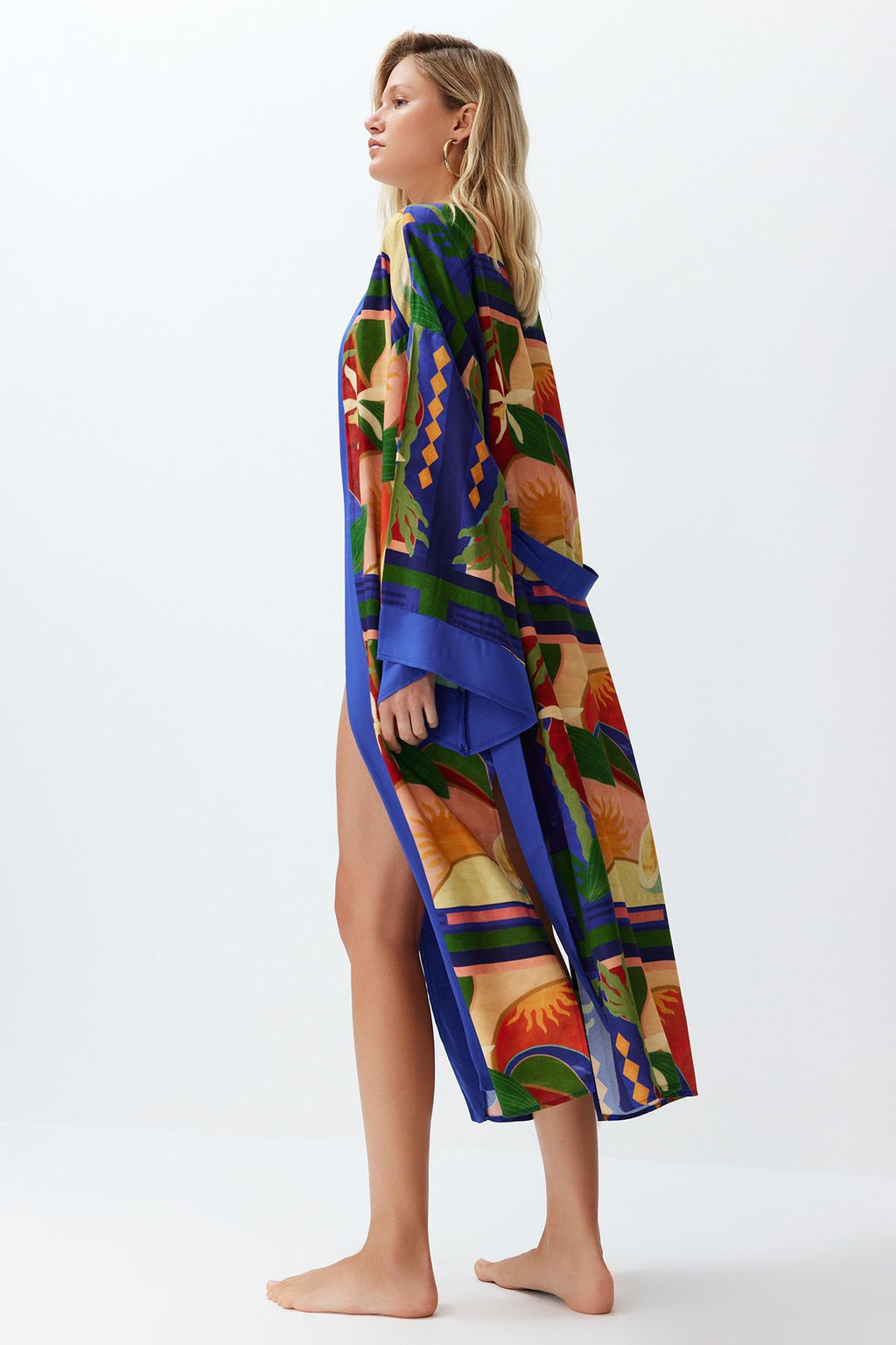 Soyut Desenli Dokuma Maxi Plaj Kusakl? Kimono&Kaftan TBESS24KM00024