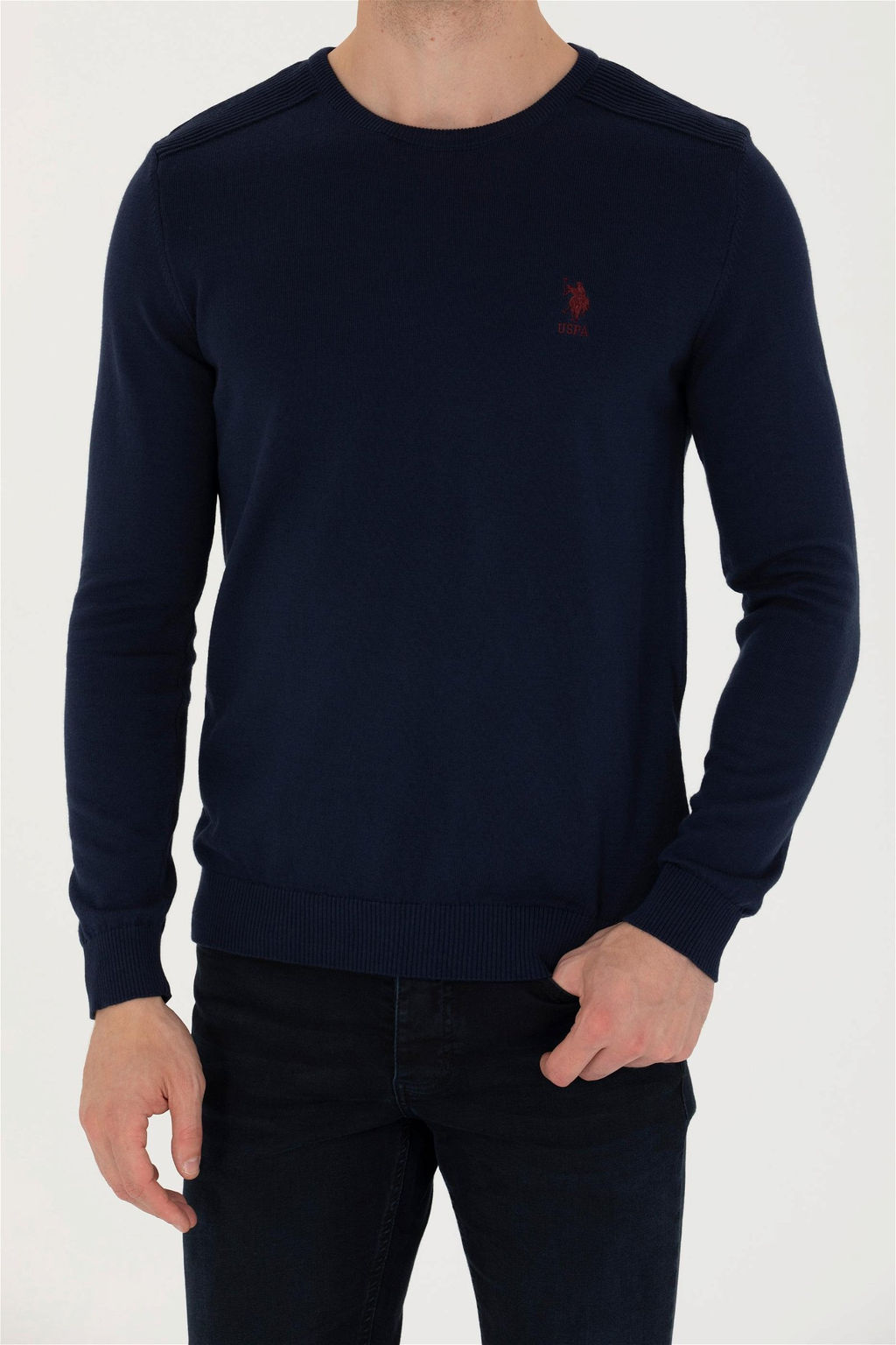 U. S. Polo Assn / Мужской темно-синий базовый свитер - U.s. polo assn фото 6