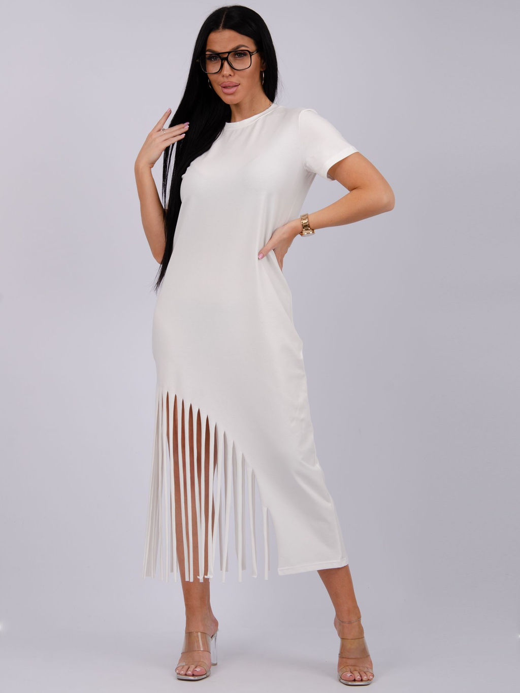 Платье Калипсо 6 молоко, трикотаж - Малина фото 2