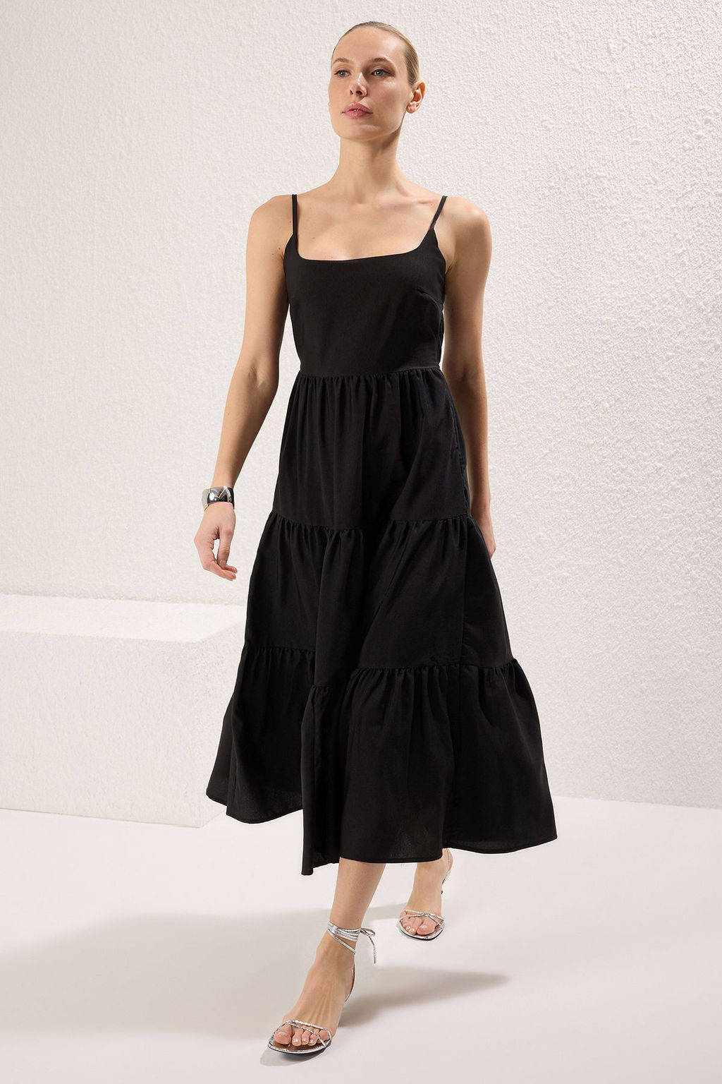 TRENDYOLMILLA K?rm?z? Etegi Belden Ac?lan Pamuk Kar?s?ml? Maxi Dokuma Elbise TWOSS24EL00386  фото 18