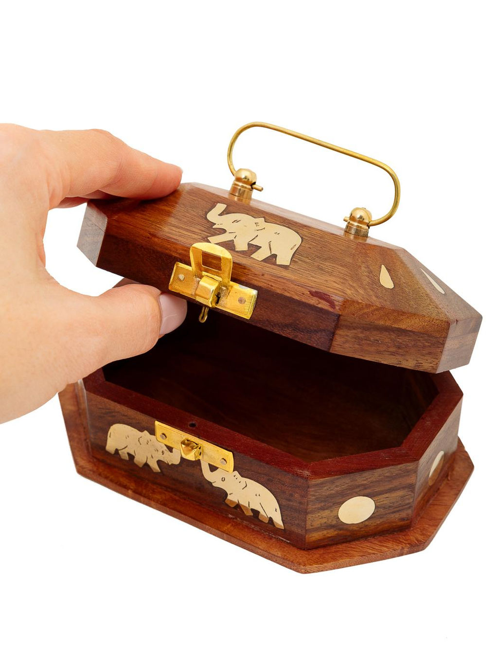 Шкатулка (дерево) резная Сундучок Слон 15х10х9см №Шк5049В - Ганг фото 4