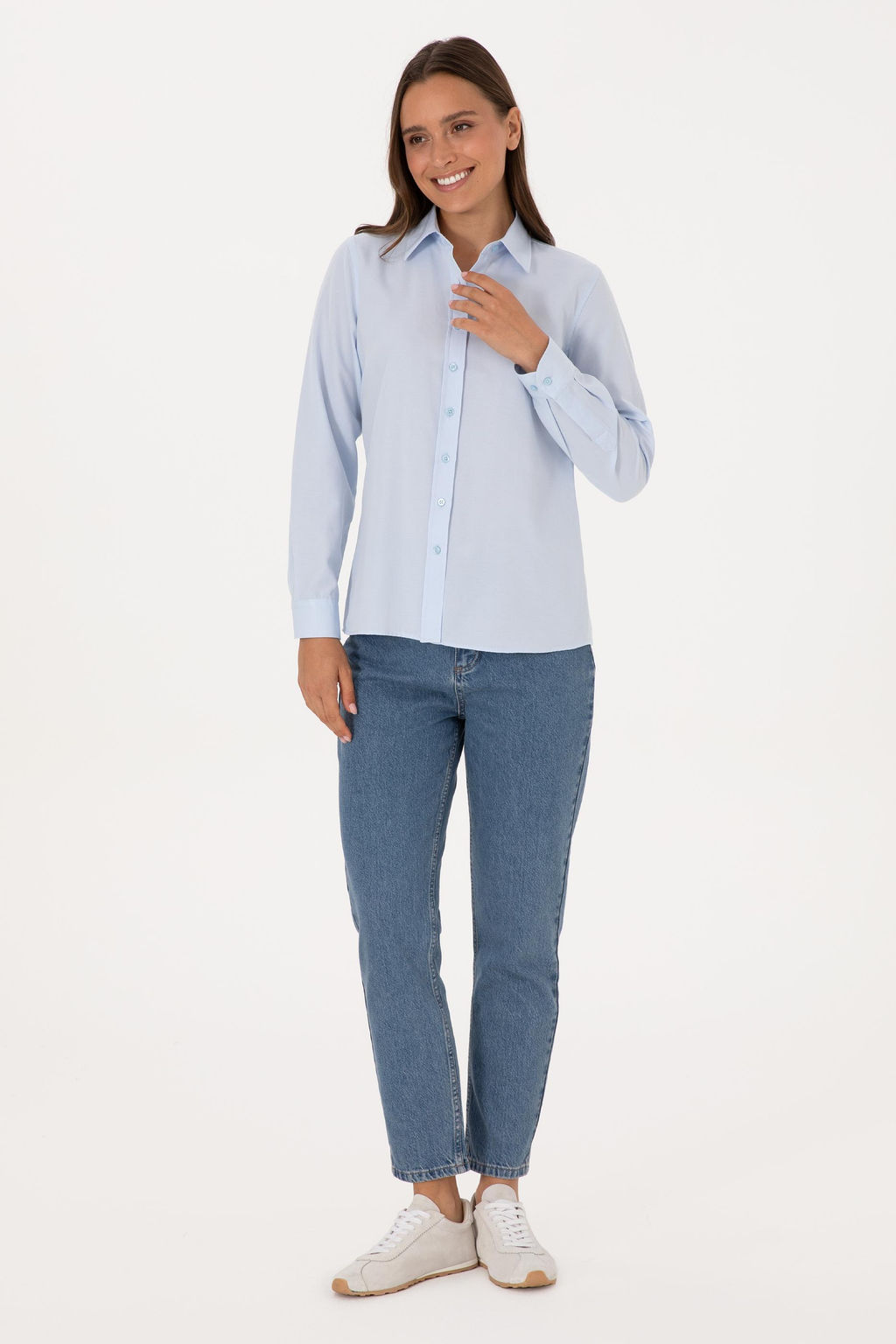 Kad_n A__k Mavi Uzun Kollu Basic G_mlek Sepette S_rpriz _ndirim - U.s. polo assn фото 4