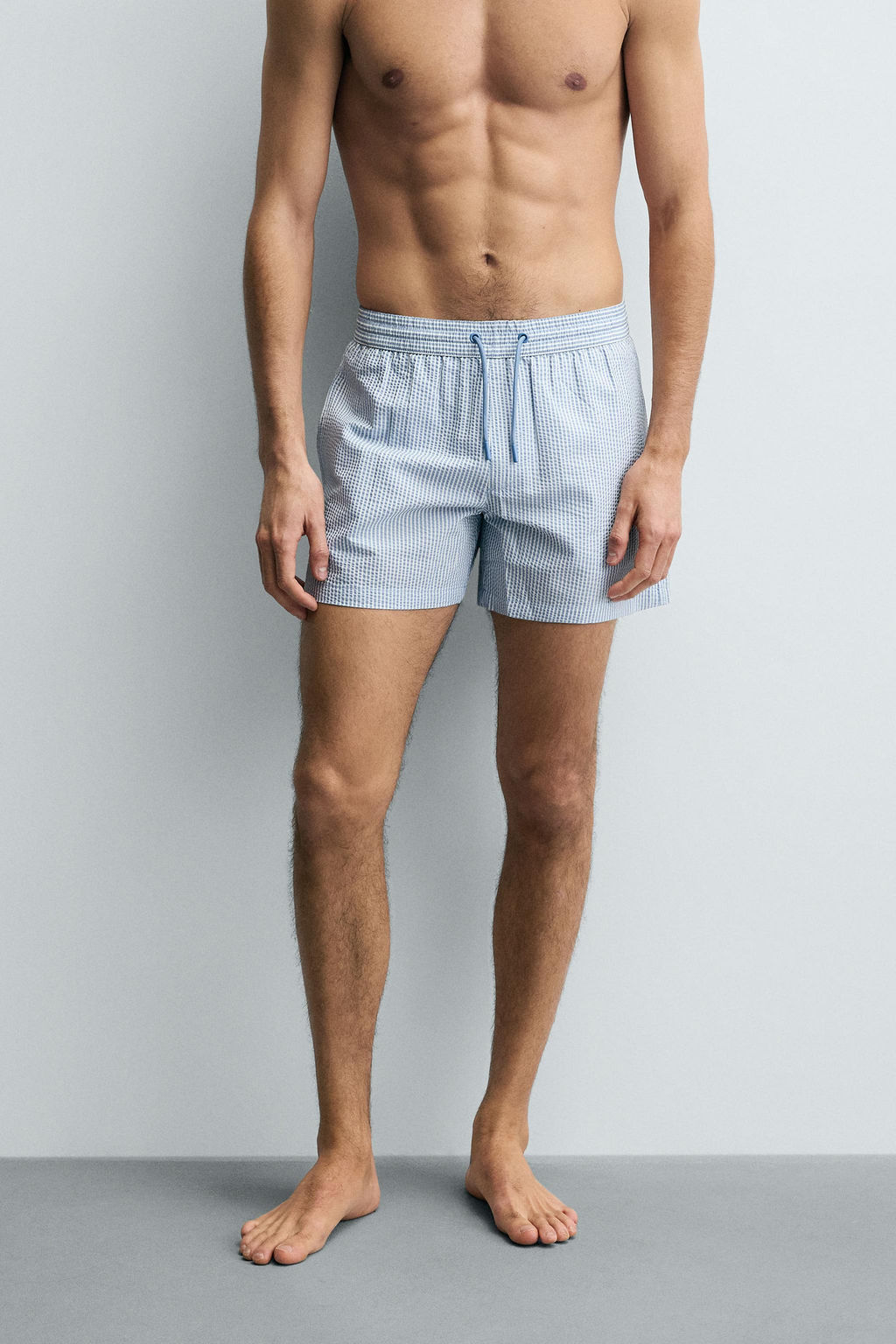 MID-LENGTH SEERSUCKER SWIMMING TRUNKS - Zara фото 13
