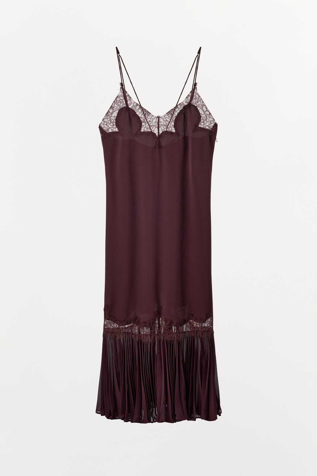 COMBINED PLEATED LACE DRESS - Zara фото 8