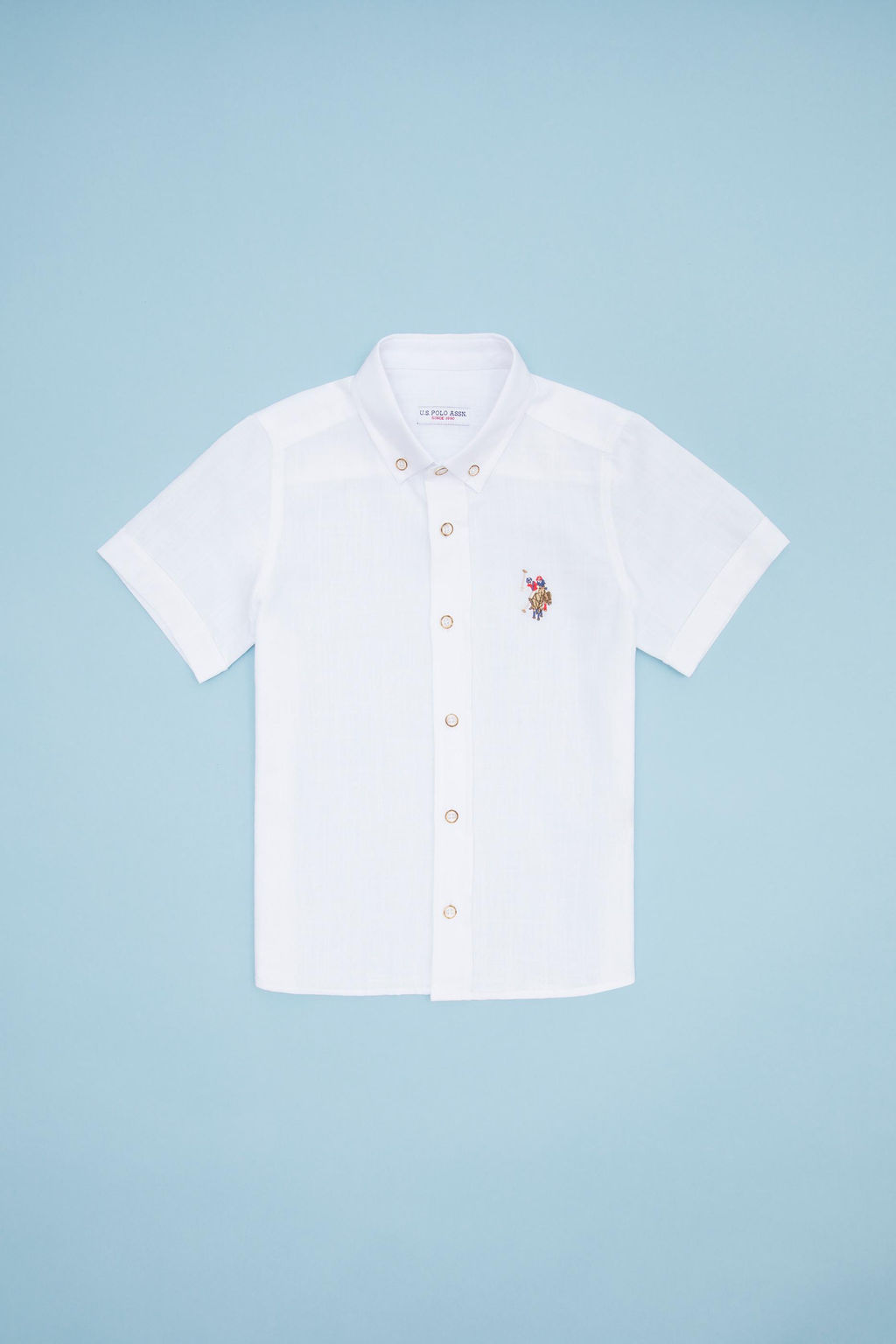 Рубашка с коротким рукавом U.S. Polo Assn для мальчиков из хлопка белая