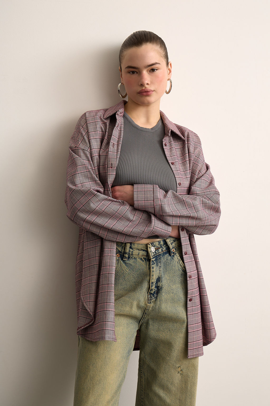 Рубашка оверсайз в клетку - Mollis фото 3