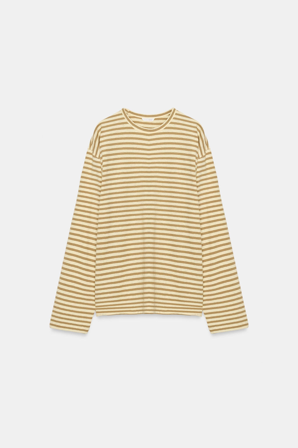 CAMISETA ALGOD?N Y LINO RAYAS / Beige / Tostado - Zara фото 5