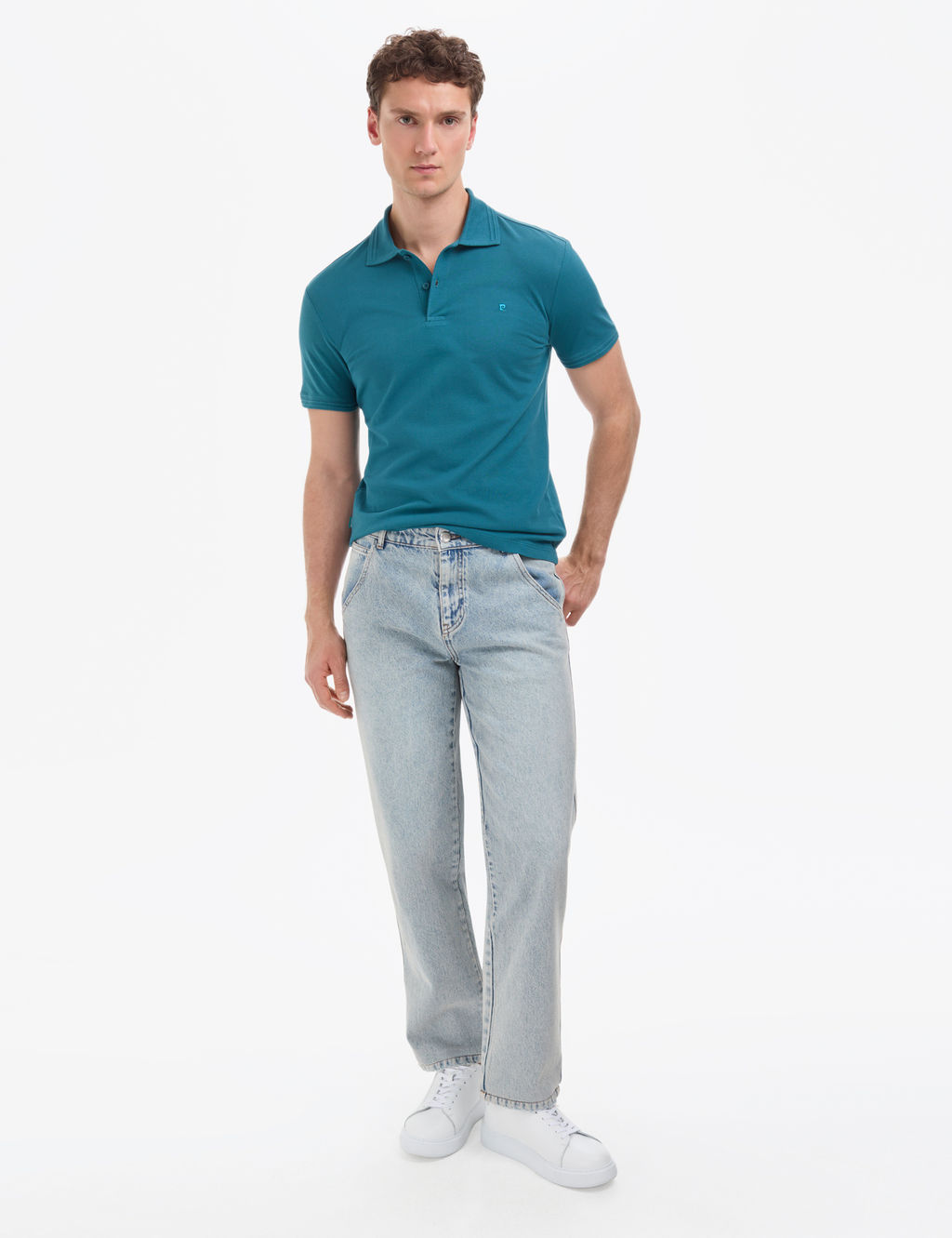 Z_mr_t Slim Fit %100 Pamuk K_vr_lmaz D__meli Polo Yaka Basic Ti__rt
