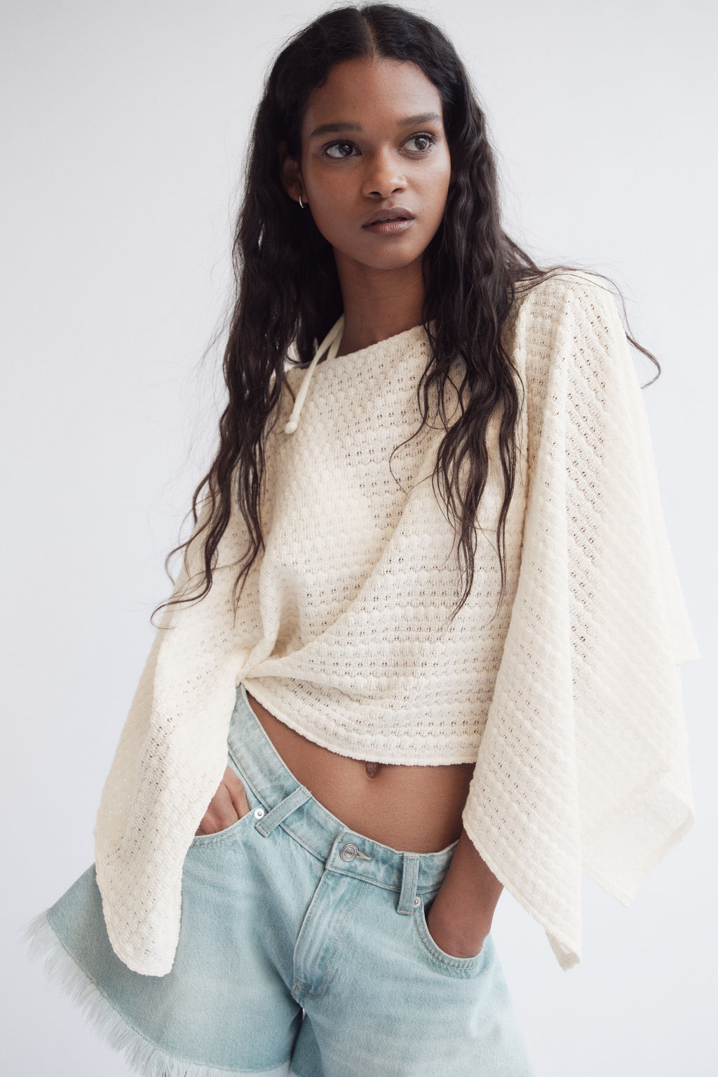 Top capa en punto con textura - H&m фото 3