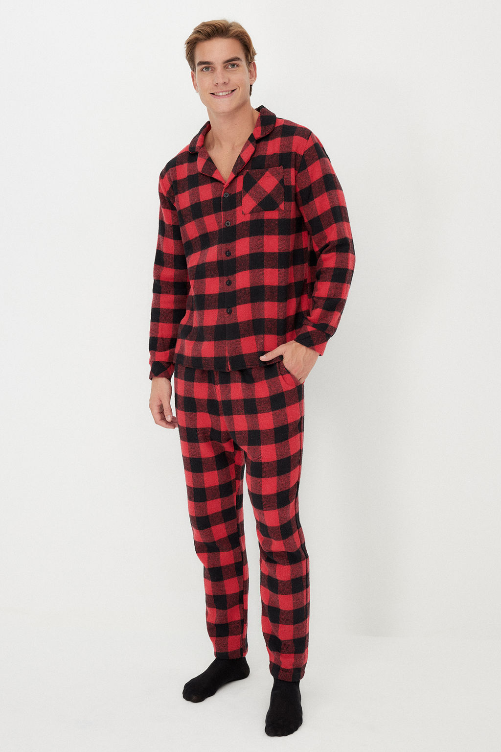 TRENDYOL MAN K?rm?z? Regular Fit Ekose Pijama Tak?m? THMAW22PT0419