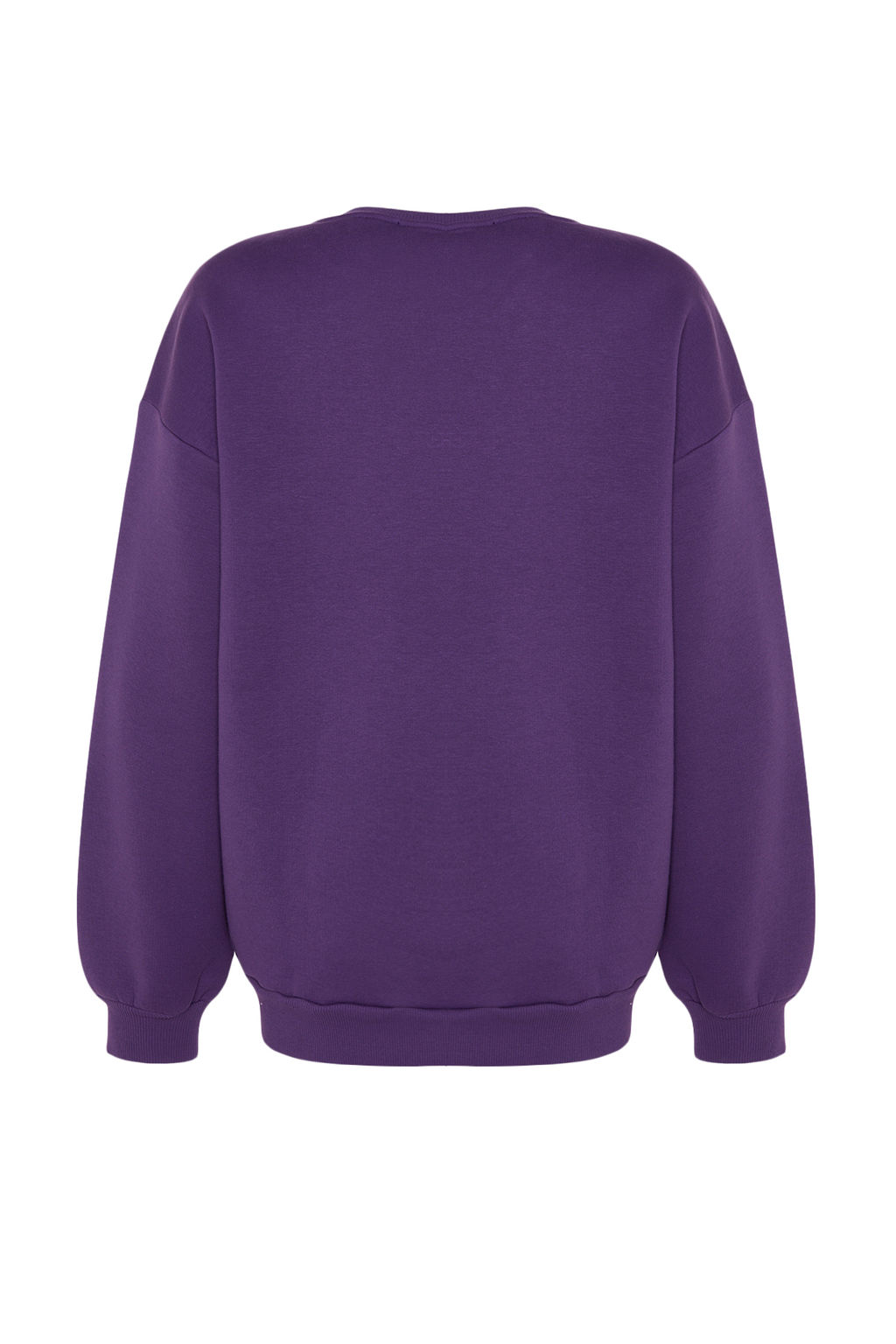 Mor Oversize/Rahat Kesim Basic Bisiklet Yaka Kal?n/Ici polarl? Orme Sweatshirt TWOAW24SW00102