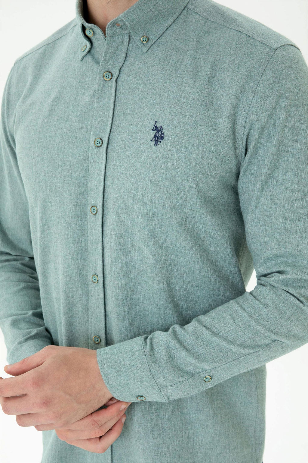 Мужская мятная базовая рубашка с длинным рукавом - U.s. polo assn фото 6