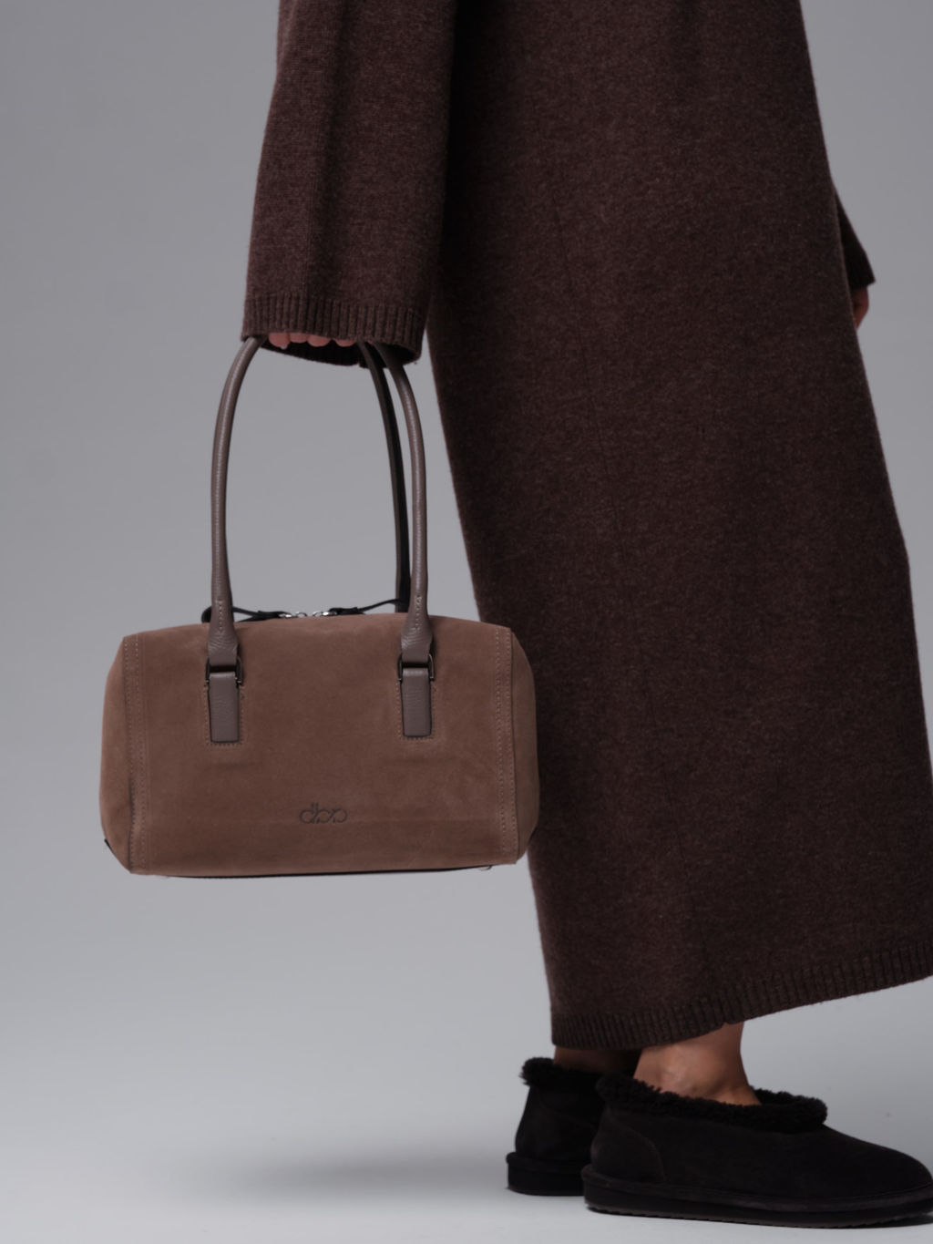 Замшевая сумка Cube DBR 31333 серо-коричневый  фото 7