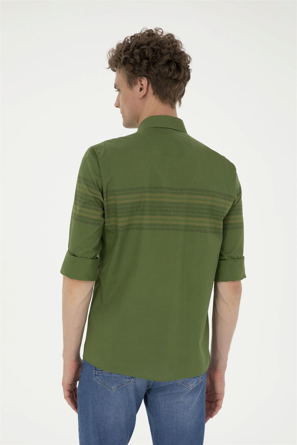 U. S. Polo Assn / Мужская зеленая рубашка с длинным рукавом - U.s. polo assn фото 5