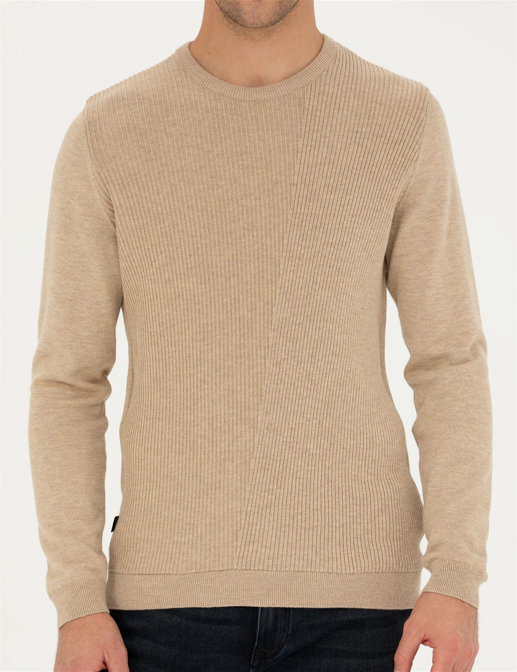Bej Slim Fit Bisiklet Yaka Triko Kazak - Pierre cardin фото 6