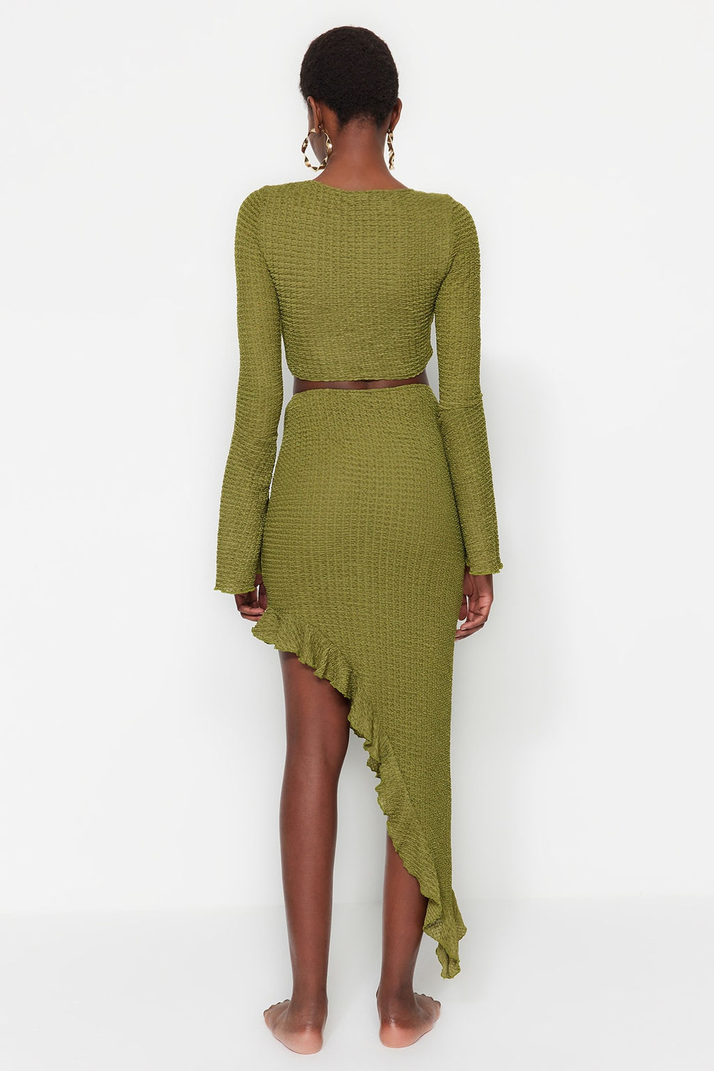 Plaj Giyim Beyaz Dokuma F?rf?rl? Bluz-Etek Tak?m TBESS23AU00040 - Trendyolmilla фото 15